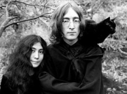 John, Yoko and their black cat, named Salt (they also had a white cat named Pepper)