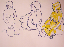 Drawings of Emily done at the Democracy Center.  Ink and/or watercolor on paper, 18&quot;x24&quot;.    Matt Bernson 2013
