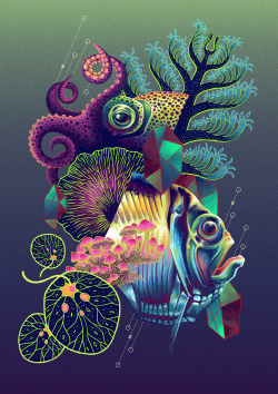eatsleepdraw:  Luminescence emphasizes the textural appearance of light-emitting organisms, intensifying the subtle hints of colors on the usually bright but nearly monochromatic visuals. tumblr · instagram · behance · society6