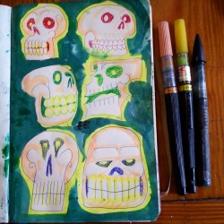 Just added color to some skulls i doodled a while ago. #mattbernson #ink #artistsontumblr #artistsoninstagram #art #drawing #skullsforlife #skulls