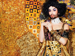 outofficial:Conchita Wurst in gold: The Austrian Eurovision winner is Gustav Klimt’s “Golden Adele” in posters for the 2015 Life Ball (read more)