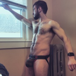 bravodelta9:  pecstacular:  What the hell are you packing in there, @bravodelta9?   1 penis, 2 testicles, some flesh, some hair, maybe some moisture… what, were you expecting some clever/funny answer like “a buck fifty”?