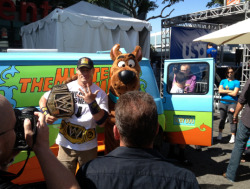 johnc-na:  John Cena participating in a Scooby Doo Photo Op at Studios Booth as part of SummerSlam Week!  John Cena &amp; Scooby Doo!