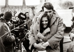 the-rock-hudson-project:  Rock Hudson and Claudia Cardinale between takes on set of ‘A Fine Pair’