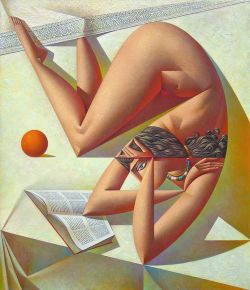 igormaglica:Georgy Kurasov (b. 1958), Woman Reading Book with Orange.