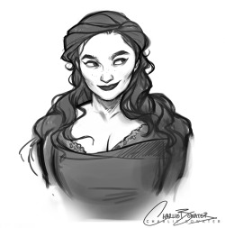 charliebowater:I have absolutely no time to draw anything for myself at the moment, but I managed to squeeze in the tiniest of lunch break doodles of Nina from Six of Crows / Crooked Kingdom :)