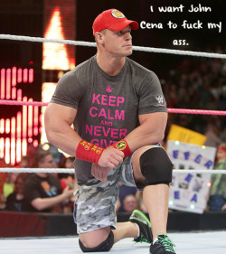 wrestlingssexconfessions:  I want John Cena to fuck my ass.  Won&rsquo;t say no to that! ;) Perhaps he could bend me over his knee first and give me a nice little spanking. Hehe 