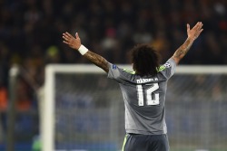 madridistaforever:  Marcelo after the final whistle (Roma 0-2 Real Madrid) | February 17, 2016 