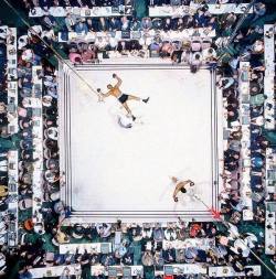 historicaltimes:  An aerial shot of Muhammad Ali after knocking out Cleveland Williams, 1966