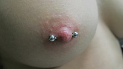 piercing-j:  Fresh freehand female nipple piercings. 