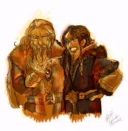 kannibal:   …but two can stick together. That’s how it is. That’s how it is.  Possibly for Durin’s Day AU, where Thorin dies, but his nephews live. Fíli is now Erebor’s King, though Balin still acts as Minister, and Glóin as secretary of state