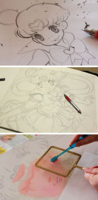 madoka07:  2014 “Magical Girl” Acrylic paint, Canvas F10 17.91x20.86 exhibition work&ldquo;Magical Girl Heroines: Sailor Moon and sailor senshi&rdquo;http://www.facebook.com/events/658896564156271 Making video :) / Canvas art “Magical Girl”http://youtu.be