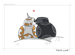 gaylo-ben: BB-Boyfriends - Droid Love magnetic dome kisses feel very nice for curious BB units who were wondering…it sends BB8′s primary sensors into overdrive! // droids kiss, right? when threepio isnt around to interrupt the romantic moment…BB8