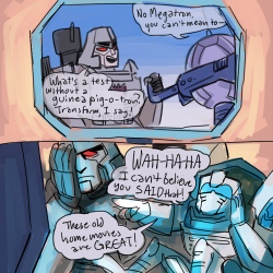 tricotron:  got a request for megatron watching cartoons with tailgate so of COURSE I went with g1