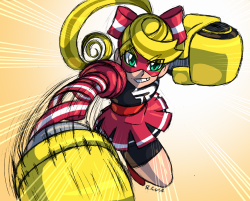 rcasedrawstuffs: Ribbon Girl   Sketched this last night after the Switch event and colored it this morning. Im a little unsure of the games controls but I really dig the art style, kind of gives me a retro anime feel, like Cyborg 009 or some thing.  