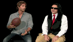 connerorr: An actual clip from an actual interview with Tommy Wiseau where Greg tried to playfully pass the football to Tommy like old times and tommy was too oblivious to even flinch or reflex.