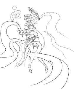 I did a tentacle-Palutena request on 4chan. Here is the cleaned up image and the sketch, now color is next!   The image i got in my head was that she was battling in smash, and forgot to select omega mode. And now she have to fight random bullshit stage