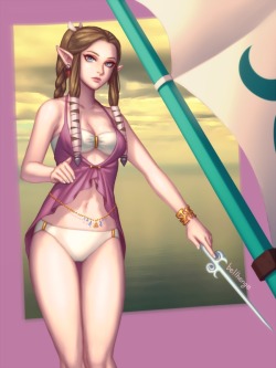 bellhenge:  Zelda [Super Smash Bros. for 3DS / WiiU] — SSB4 Shines (last year ver.)— Summer Palutena— Twilight Princess HDDeviantART(nintendo,ssb4,the legend of zelda,twilight princess,zelda,swimsuit,fan art)   &lt;3 &lt;3