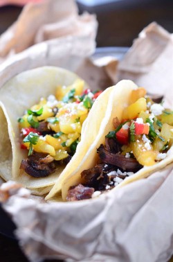 guardians-of-the-food:  Carnitas Tacos with Grilled Pineapple Salsa