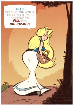 hugotendaz:   Panacea - Asterix and Obelix - Big Basket - Sketch   She has a big basket, doesn’t she. A beautiful basket :) Newgrounds Twitter DeviantArt  Youtube Picarto Twitch  