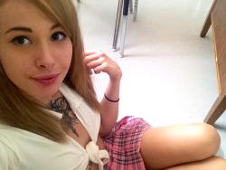 gummycunt:  fuck w/ me 👊  Wow you look very beautiful, your freckles are very cute and oh so sexy in your naughty school girl outfit :)