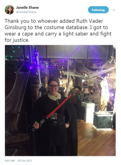 dollsahoy: profeminist:  Source You had me at “Ruth Vader Ginsburg”   This is @lewisandquark, the “teach neural networks to do pop culture stuff” person! 