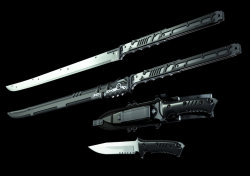 missfattbooty:  kkishin:  gunrunnerhell:  Jinroh Katana &amp; Combat Knife (3D Rendered Concept) - Michael Kollman  i love blades  So do I :-)