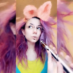 Love how the ear texture meshes with my hair&hellip; 🤣 🍉🍉🍉 #o0pepper0o #canadian #piercings #punkrock #bunnyears #crazyhair #colourfulhair #colourful #vape #vaping #vapenation #cammodel #camgirl #webcammodel #browneyes #cute #silly #babesofinstagram