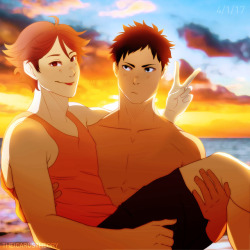 “Just another day in the beach with the greatest man on earth!!!&hellip;and there’s Iwa-chan.” said Oikawa, who is actual garbage.Happy 4/1 to the Iwaois!