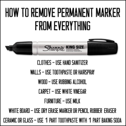 wiccateachings:  Handy tips on how to remove permanent marker from almost anything. 