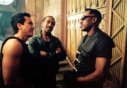 roguetelemetry:  gutsanduppercuts:  Wesley Snipes, Donnie Yen and Danny John Jules on the set of “Blade 2.”   I hope the rumors that a Blade 4 is in the works are true.  I only hope such a thing happens if it&rsquo;s better than Blade: Trinity and