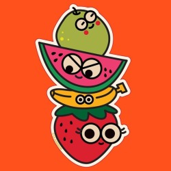 uijung:  New die-cut sticker 💡☑️ 🍐🍉🍌🍓  . . . .  #stickers #diecutstickers #illustrator #illustration #cute #kawaii #fruit #fruits #pear #watermelon #banana #strawberry #fruitsalad #stickershop #art #digital #instaart #uijungkim #happy