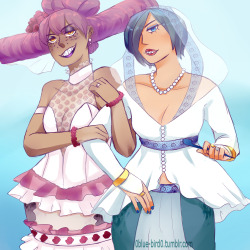 0blue-bird0:  so i spent all day drawing a mermaid wedding because the idea of praline/shyarly is starting to appeal to me more and more (although i cant think of a name for them- praly? prashy?) (plus it could be totally canon compliant. like, what if