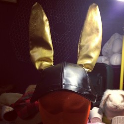 I gotta start wearing this out! From my &ldquo;Fashion is Very, Black &amp; Gold&rdquo; Video 2012 #alexanderguerra #fashionmags #fashion #mensfashion #hat #bunnears #bunnyhat #bunny #rabbit #handmade #gold #goldleather (at the Rabbit Hole)