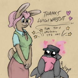 And here is a gift for Luigiwabbit. For gifting me this kickass unusual tf2 hat! It even has hearts flying around!!! Thank you so much!