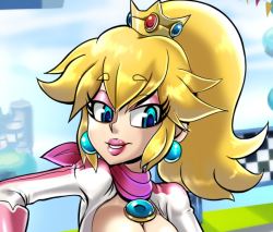 nevarky:  Celebrating the release of Mario Kart 8 there’s a new Shadman+Nevarky collab right now, Click here to see the full picture.I made the line work, and shadman did the amazing shading and background, always a pleasure to work with him.  peachy~