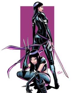 glencanlas:  Psylocke and X-23. Not sure if these 2 were ever on Xforce together but since I couldn’t decide between the 2 I thought it would be a cool team-up. . . . . #xforce #xmen #mutant #uncannyxforce #logan #x23 #laurakinney #psylocke #art #comicart
