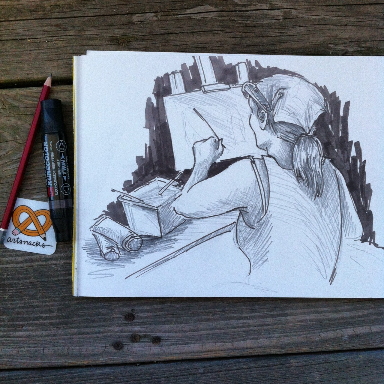 emilyvalenza: sketching and painting session on the deck using cretacolor 3B pencil &amp; zig kurecolor marker in warm grey ArtSnacks is like a magazine subscription but instead of a magazine you get 4 or 5 different art products to try out. Learn more about ArtSnacks here.