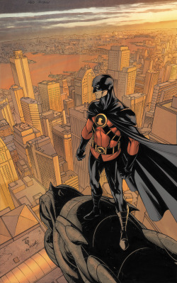 not-a-sidekick:  Red Robin on the conventional gargoyle. :)