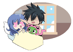 rainladyjuvia:Gruvia Week Day 7 - SweetWhat’s the sweetest thing you can think of at this moment of angst for Gruvia? How about Gray coming back to cool down a feverish Juvia while bringing Frosch along! IS THAT SWEET ENOUGH FOR YOU!?This year Gruvia