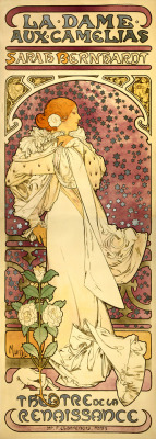 artist-mucha:  The Lady of the Camellias, 1896, Alphonse MuchaMedium: lithographyhttps://www.wikiart.org/en/alphonse-mucha/the-lady-of-the-camellias-1896