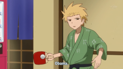 fukawatouko:  if you’ve ever wanted to see a picture of an anime guy saying obama’s name while playing ping pong i’m here to help 