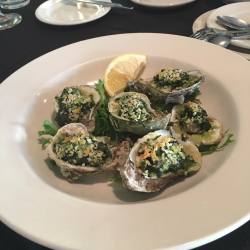 Christmas Dinner! First course; Oysters Rockefeller.  (at Rotunda-West, Florida)