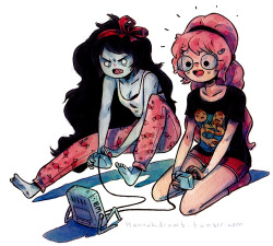 hannakdraws:  Fan art Friday yesterday. Made some Adventure Time Marceline and Pb fanart.   