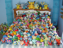 mindlessly-creative:  laspider:  244 Pokedolls &lt;333Ah this took a long time to set up. I had to constantly rearrange them because I ran out of room on my bed to add around 30 more XD Otherwise enjoy this update!  This is exactly what heaven looks like