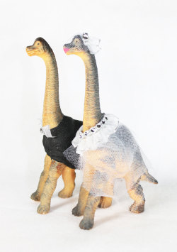 sosuperawesome:  Dinosaur Wedding Cake Toppers by PaintedParade 