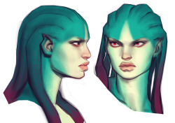 makkon:  Character design gets really hard when you start low-level refining facial features, especially when you’re still not comfortable drawing faces Ligeia the Siren, went for a bit more of north-african features, and gave her a nice curve to her