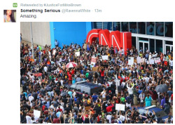 mywildloves:  laure-ssence:  thesoftghetto:  Protesters upset about the smearing of Mike Brown converged at CNN headquarters.  THIS GIVES ME CHILLS and people have been saying protests no longer work …  Its not that protests dont work, its that people