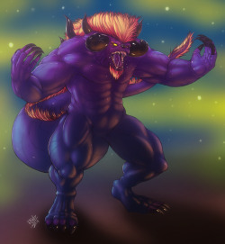 rbg-sfw:  Finished my piece for the Final Fantasy Art Collab! FFX Behemoth! White Background for the collab and another because I wanted some color behind him.  Put it on my safe(ish) art tumblr 1st.