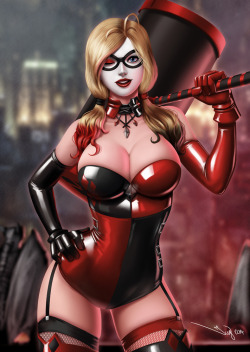 thefingerfuckingfemalefury:  imthenic:  Gotham Girls: Harley Quinn by iurypadilha  &lt;3_&lt;3 It would be fair to say that I am VERY MUCH a fan of this costume design for Harley right here…